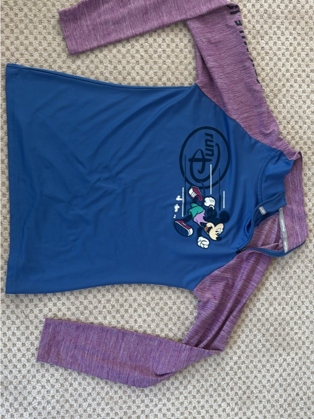 Disney Women's Long Sleeve Raglan Tee - Blue with Purple Sleeves